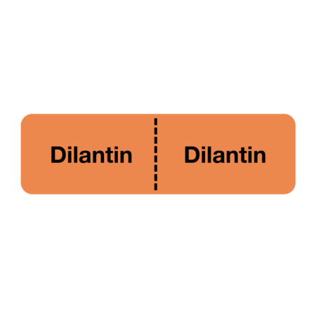 NEVS IV Drug Line Label - Dilantin/Dilantin 7/8" x 3" Flr Orange w/Black N-6805